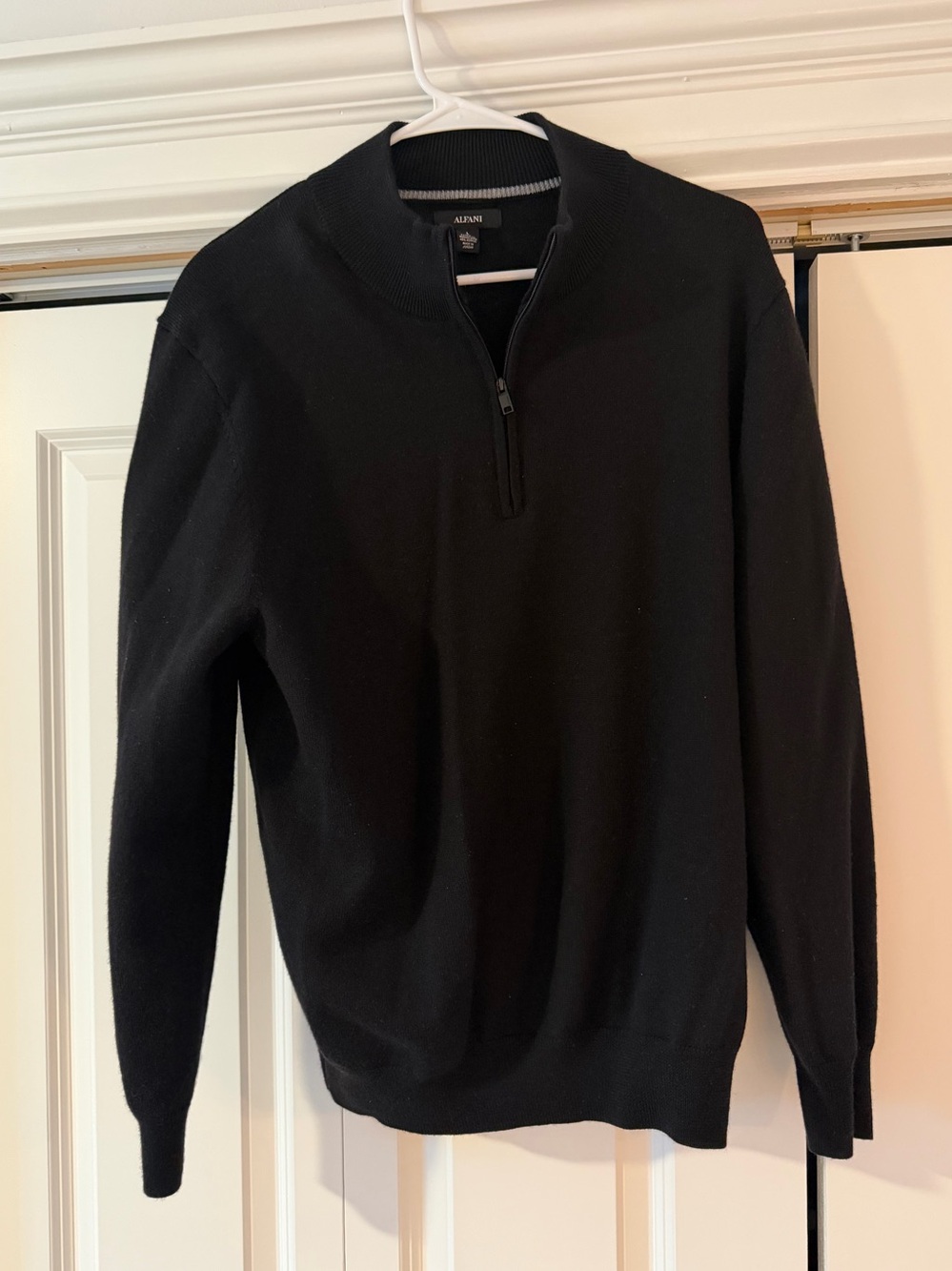 Alfani Men’s Black Quarter-Zip Sweater | Large | Merino Wool